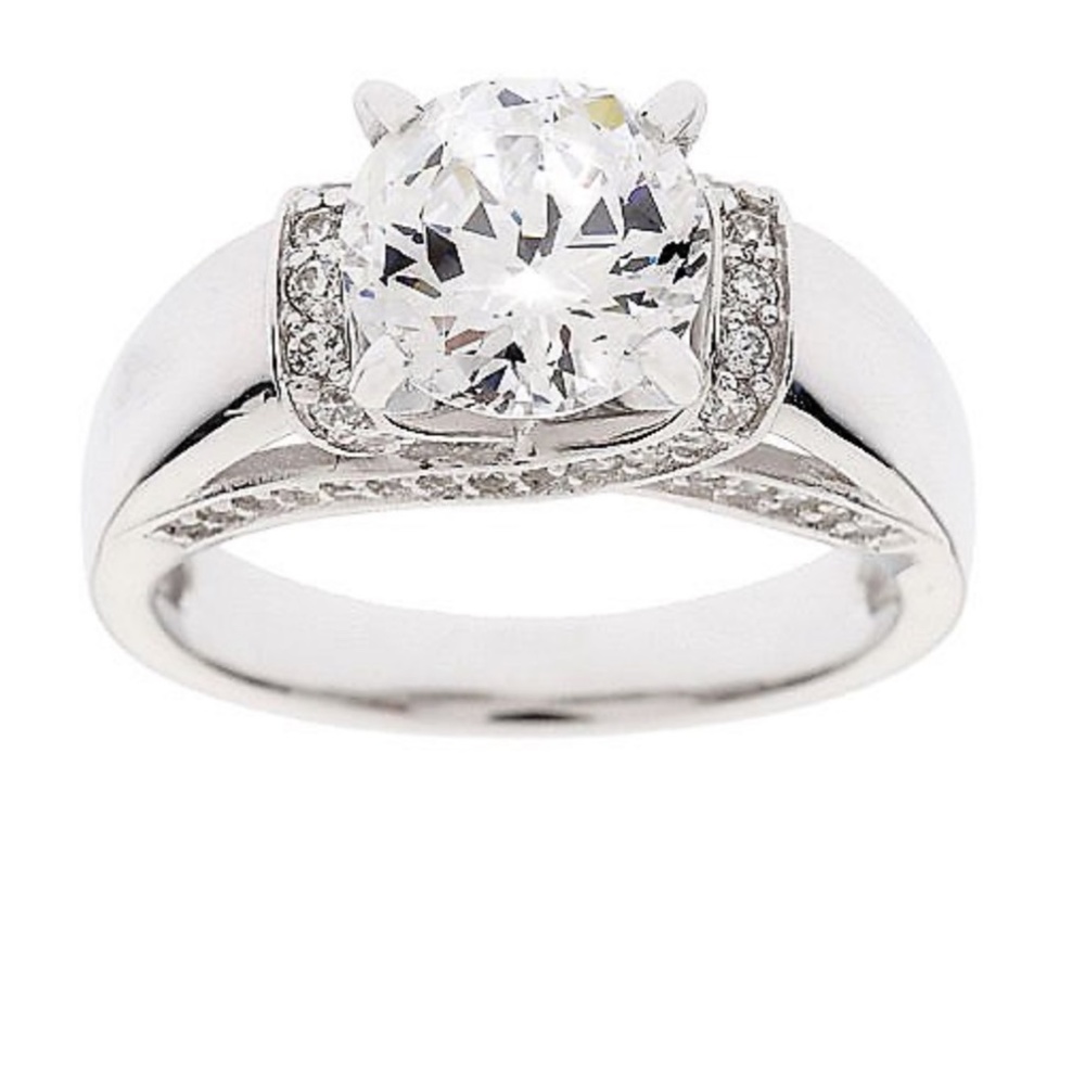 Diamonique 2.35 cttw 100 Facet Fancy Gallery Ring
